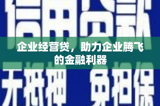 薛城企业经营贷，助力企业腾飞的金融利器