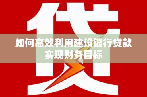 薛城如何高效利用建设银行贷款实现财务目标