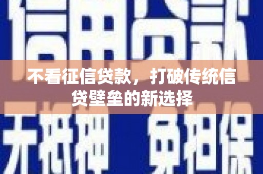 薛城不看征信贷款，打破传统信贷壁垒的新选择