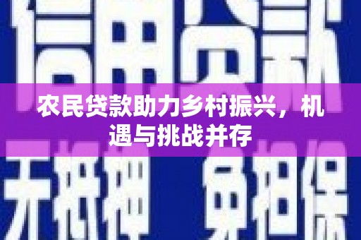 薛城农民贷款助力乡村振兴，机遇与挑战并存
