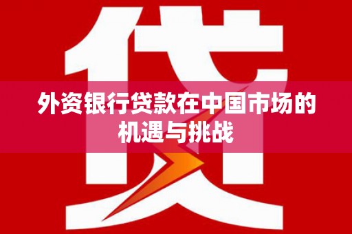 薛城外资银行贷款在中国市场的机遇与挑战