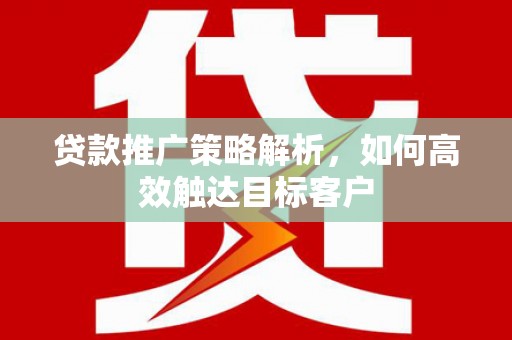 薛城贷款推广策略解析，如何高效触达目标客户