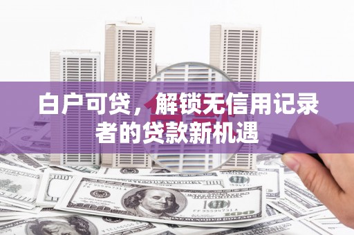 薛城白户可贷，解锁无信用记录者的贷款新机遇