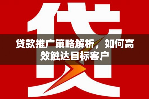 薛城贷款推广策略解析，如何高效触达目标客户